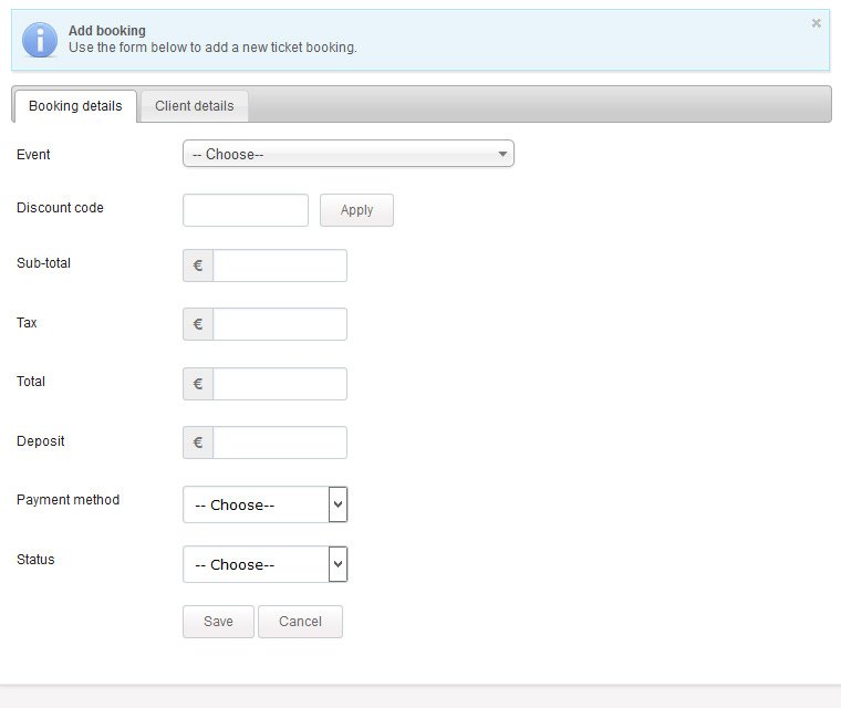 Manual ticket bookings