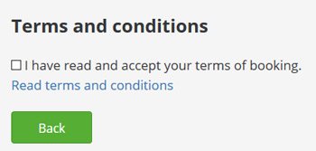 Custom booking terms