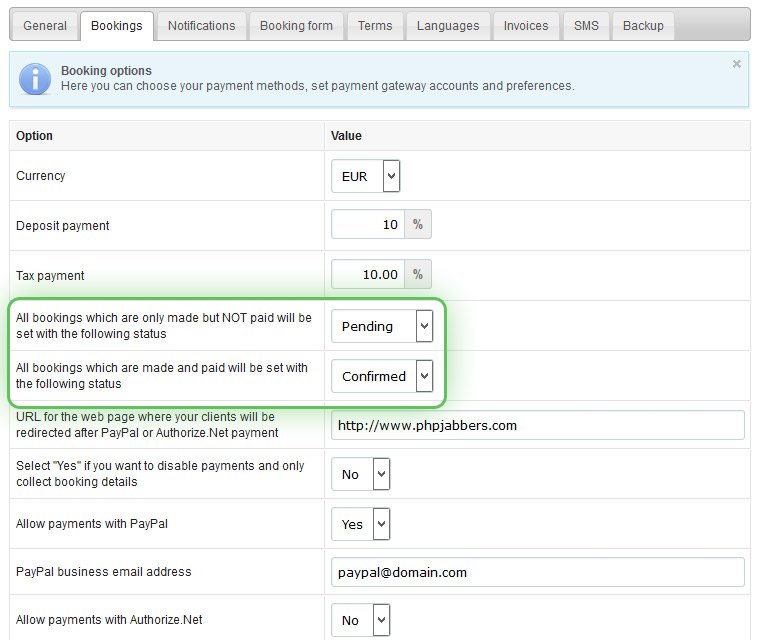 Booking status rules