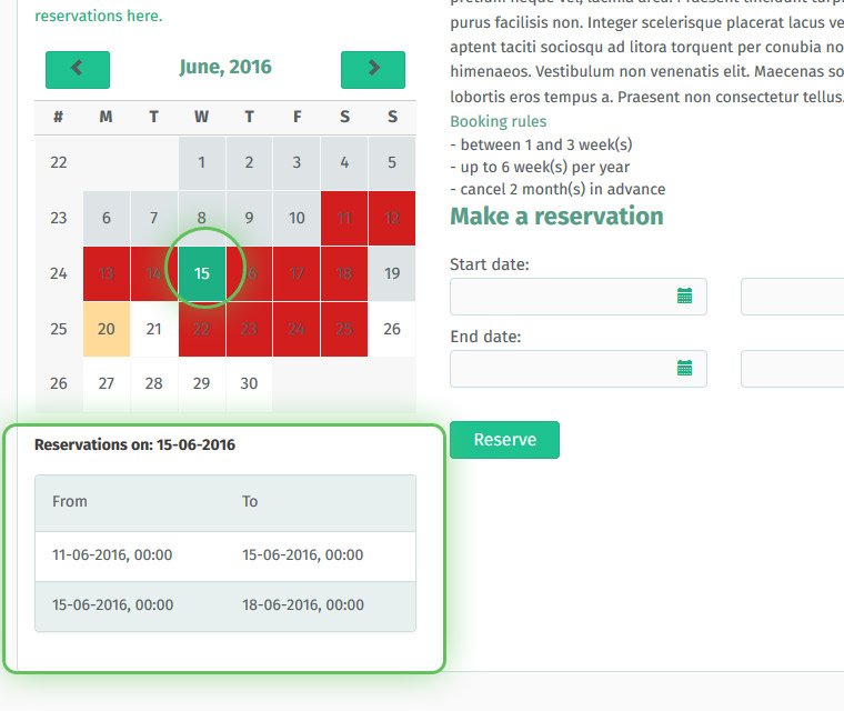 Display bookings per day