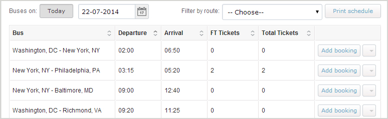 bus schedule booking reports