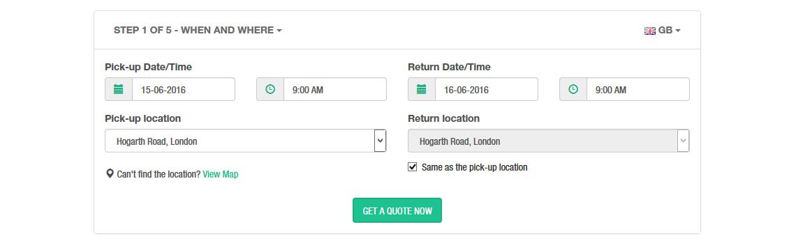 UI layout of the When and where step