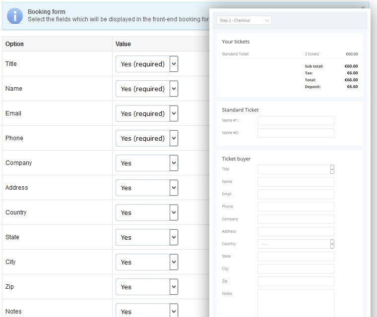 Customize booking form