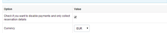 How can I disable payments and collect reservation details only?