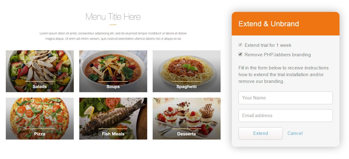 Extend the trial and remove PHPJabbers' branding showcase