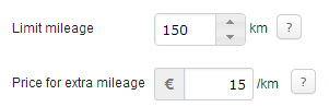 Mileage limiter and extra price configuration options