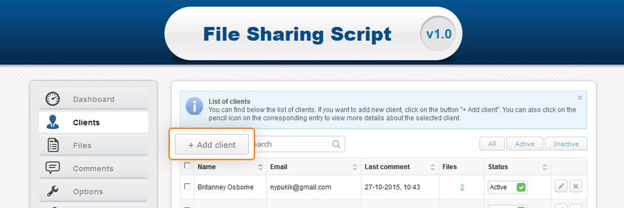 File sharing script create new profile