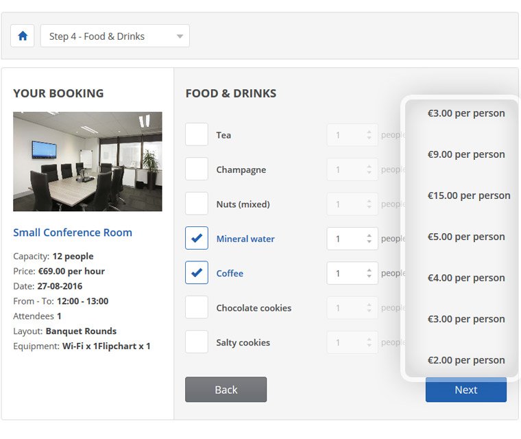 Catering service charges