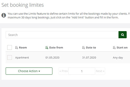 Set booking limits