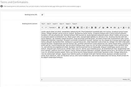 Editable booking terms