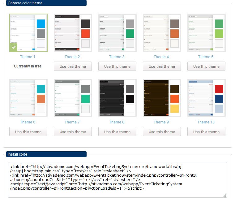 Event Ticketing JavaScript code