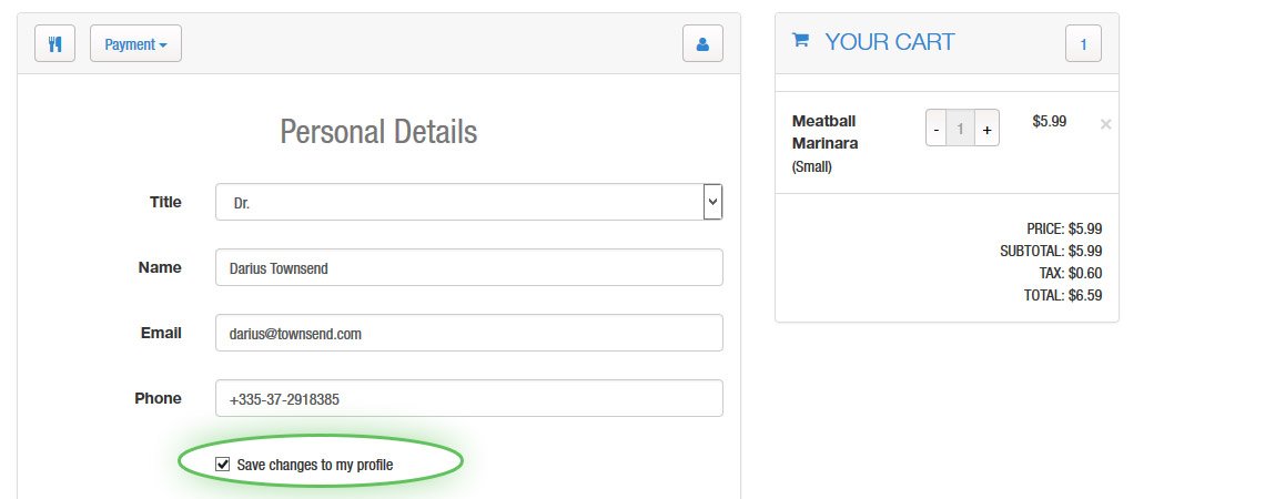 Save changes to my profile option location highlighted in Personal Details section