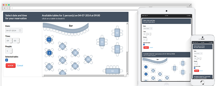 Responsive restaurant booking system for your website