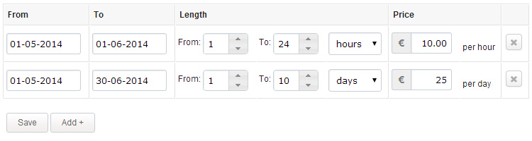 Seasonal pricing configuration options