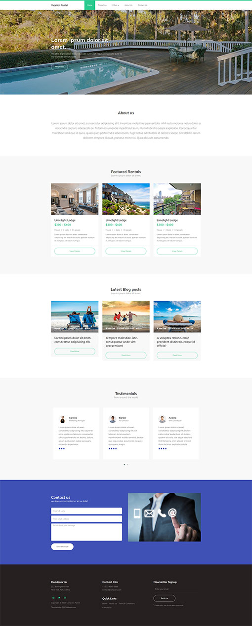 Vacation Rental Website Template 11