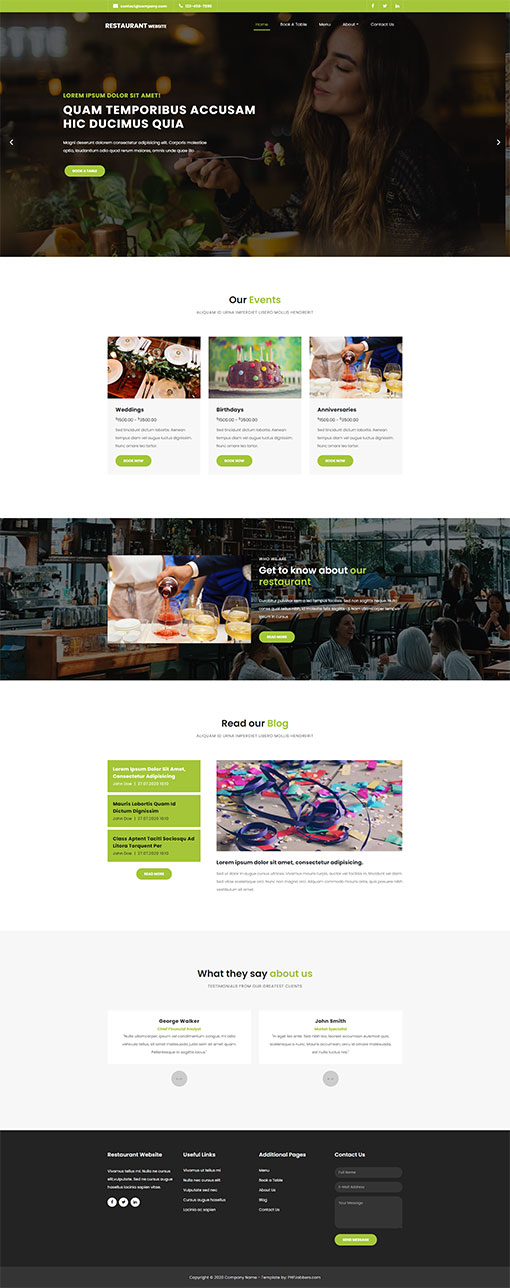 Restaurant Website Template 124