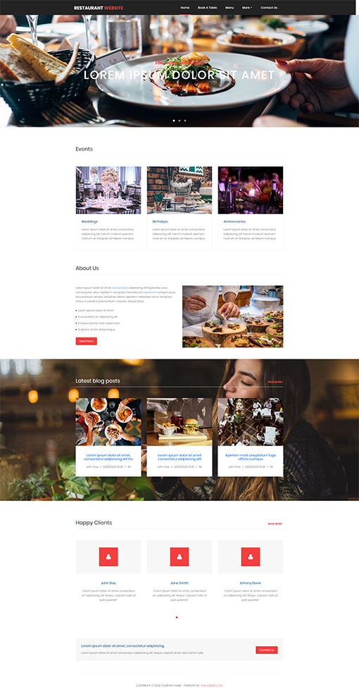 Restaurant Website Template 128