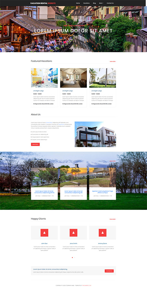 Vacation Rental Website Template 9