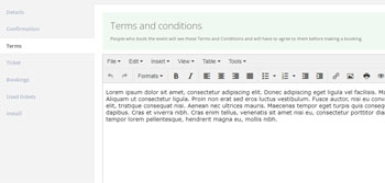 Customizable Event Booking Terms