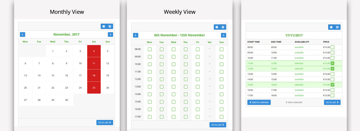 Time Slot Booking Calendar