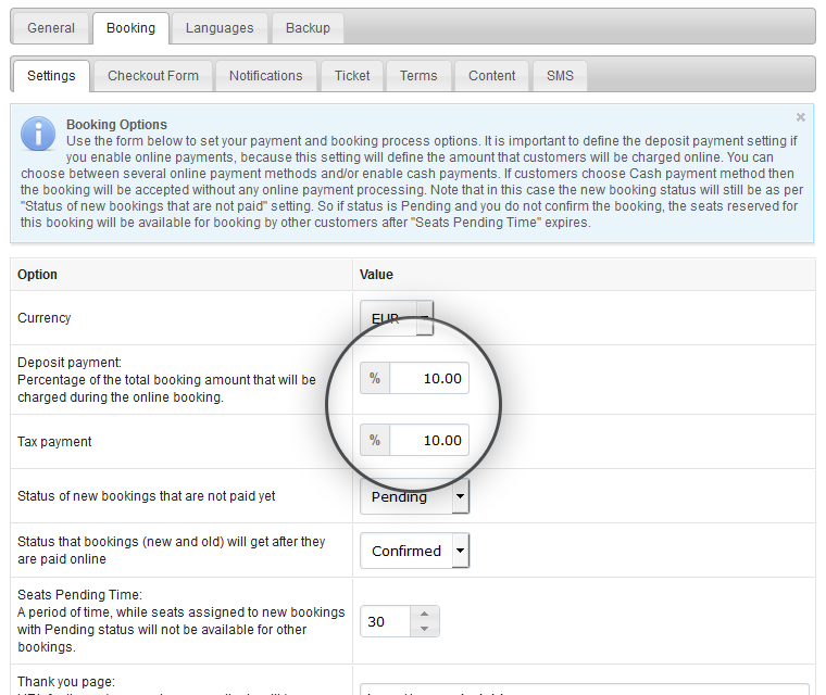 Deposit and tax payment