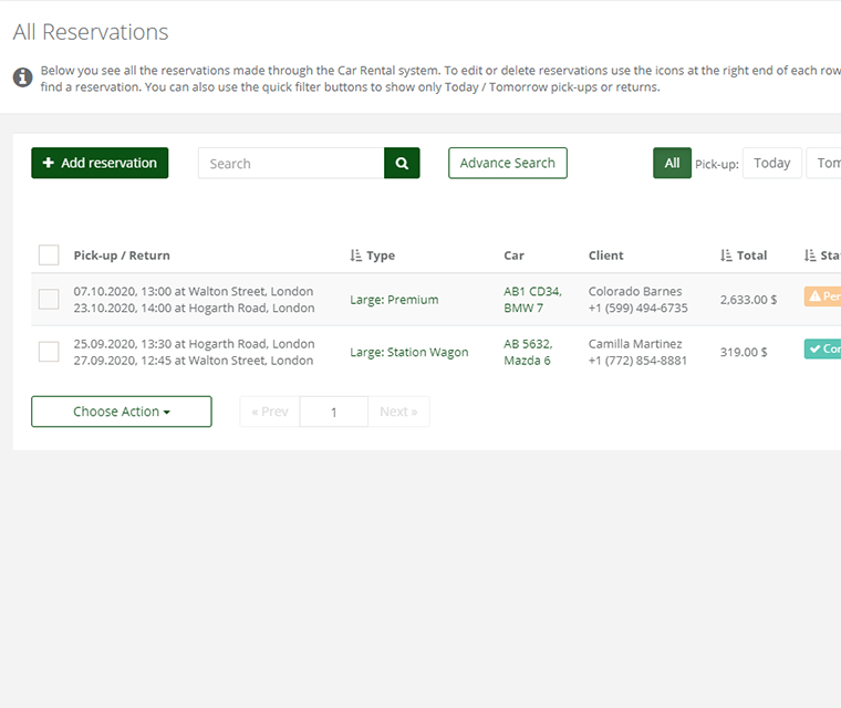 Car Rental Add Edit And Delete Reservation Details