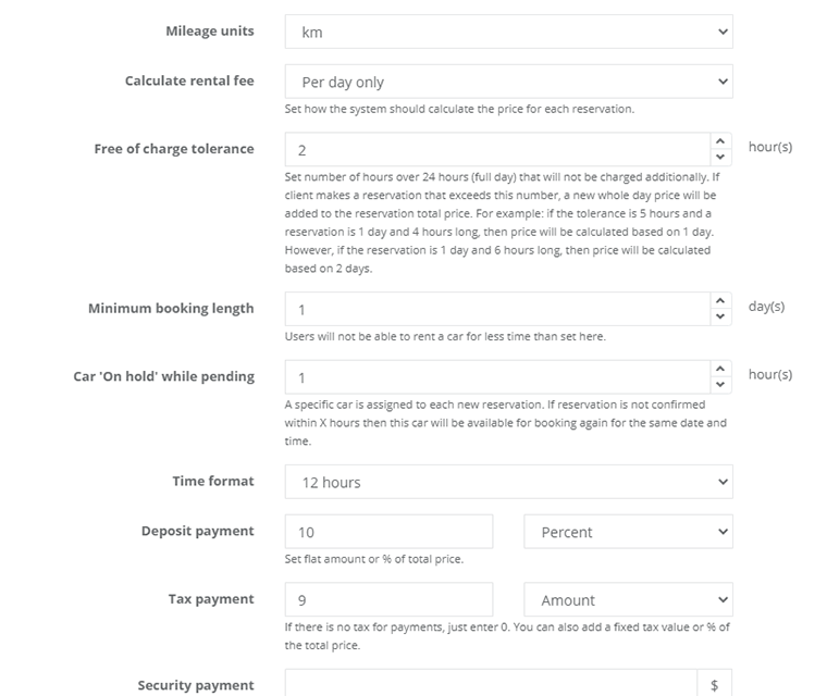 Car Rental Set Min Booking Length