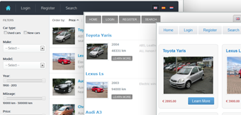 Car classifieds script layouts