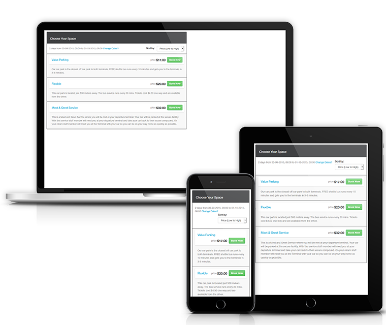 Cark Park Booking Responsive Layout
