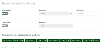 Configurable time slots