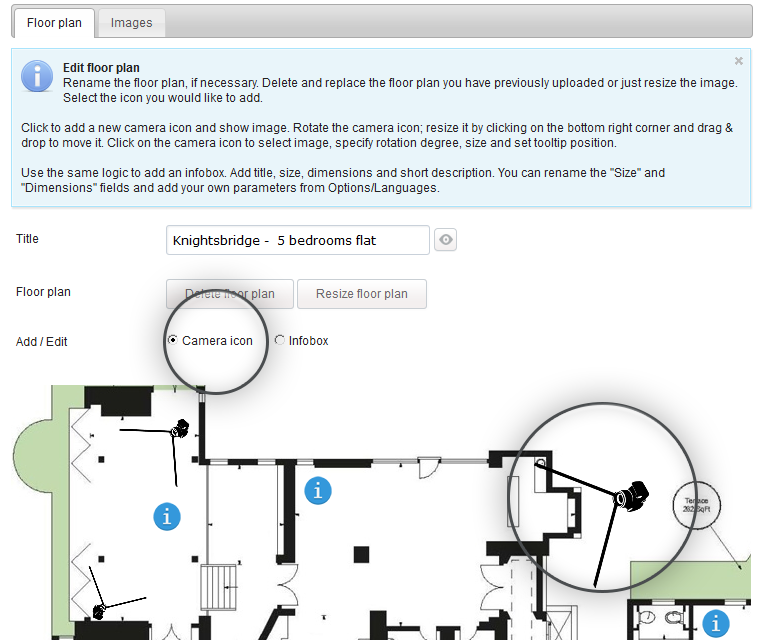 Interactive Floor Plan Pin Cameras On The Floor Plan Map