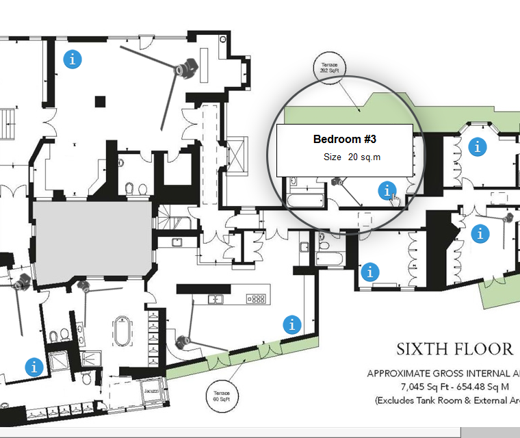 Interactive Floor Plan The Infobox Associated With The Info Pin Will Show On Mouseover