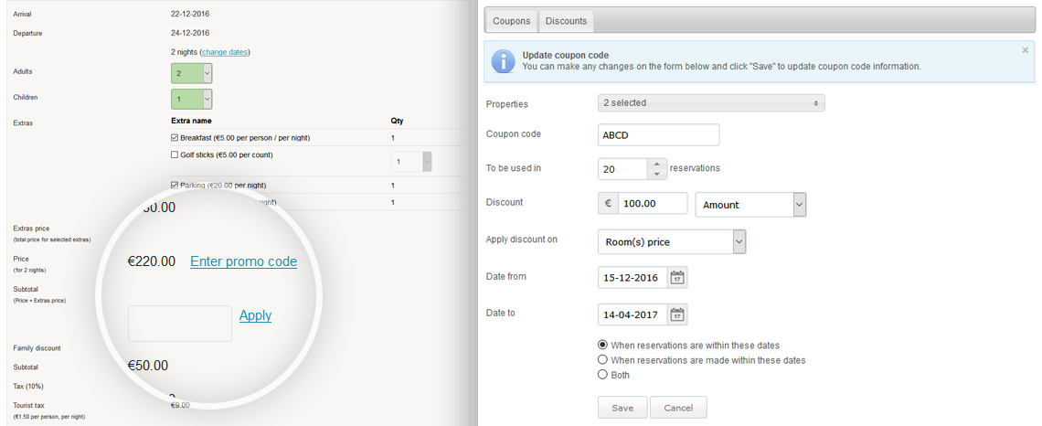 Reservation calendar script management