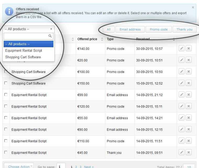 Make An Offer Widget Filter Offerings By Product Or Response Type