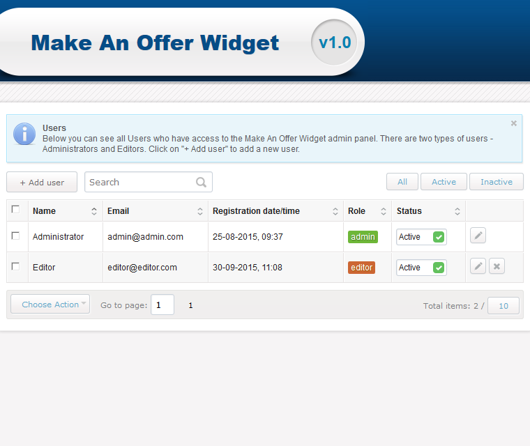 Make An Offer Widget Grant Different Access Roles