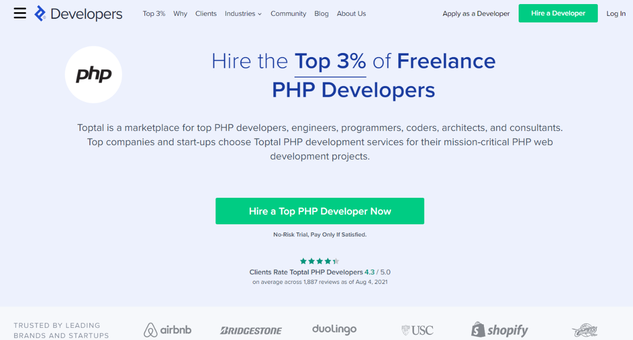 Toptal – hire a freelance PHP developer