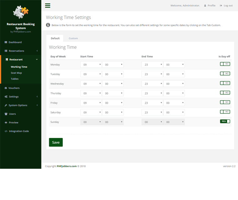 Restaurant Booking System Add And Edit Your Restaurant Opening Hours