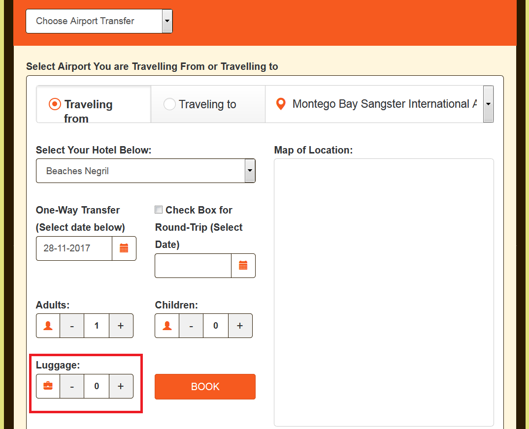 shuttle booking software luggage